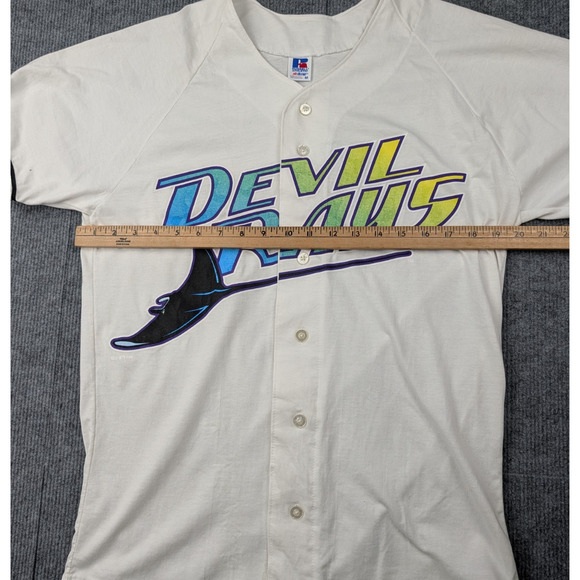 Vintage Tampa Bay Devil Rays Jersey Mens Medium 90s Baseball Russel MLB Sports - Picture 4 of 9
